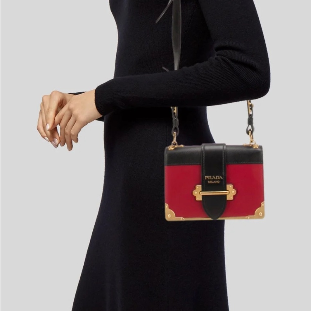 PRADA Saffiano-Trimmed City Calf Cahier Bag